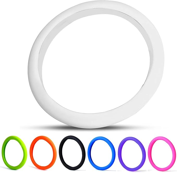 30% Thicker Universal Stretchy Silicone Steering Wheel Cover for 14” 15” 16” Wheels - Anti-Slip Grip & Enhanced Control for Men & Women, All Weather Protection (White)