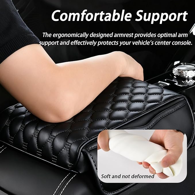 Car Center Console Cover for Ford Explorer (7seats/232) 2006-2010 2011 2012 2013 2014 2015, Thick Armrest Cushion Pad with Side Storage Pockets, Center Console Protector, Arm Rest Cover
