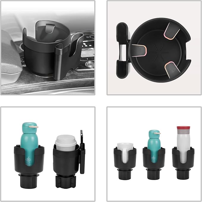 Large Size Car Cup Holder Expander with Cell Phone Holder Adjustable Base U-Shaped Slot Cup Holder Adapter Compatible with All Kinds of Cups and Bottles