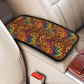 Center Console Cover Rainbow Leopard Armrest Box Cushion Pad Animal Cheetah Arm Rest Lid Covers SUV Sedans Truck Interior Accessories, Anti-Scratch Car Decor Protector, Brown