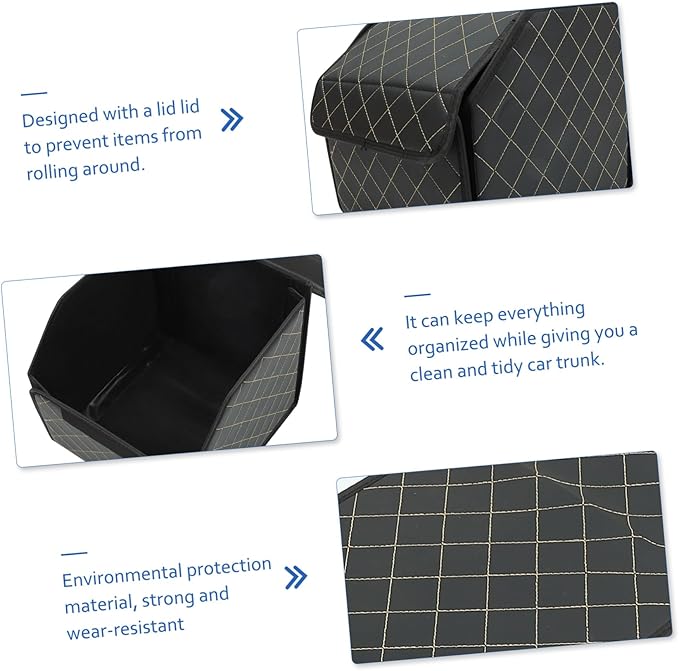 PartyKindom Portable Car Trunk Organizer Compact Folding Pu Leather Storage Box for Auto Trunk and Easy to Clean for Car and Home Use Small Elegant Design