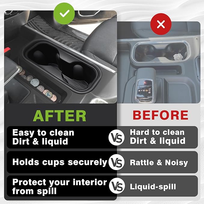 Muslogy Center Console Cup Holder Inserts Compatible with 2022-2024 2025 Chevy Silverado & GMC Sierra Accessories Middle Console Drink Holder TPE Organizer Non-Slip Drink Stopper(Bucket Seat Only)