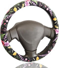 Wildflower Bloom Steering Wheel Cover for 14.5-15 Inch (37-38 cm) Wheels, Premium Fabric with Non-Slip Rubber Inner Ring (Wildflower Bloom)