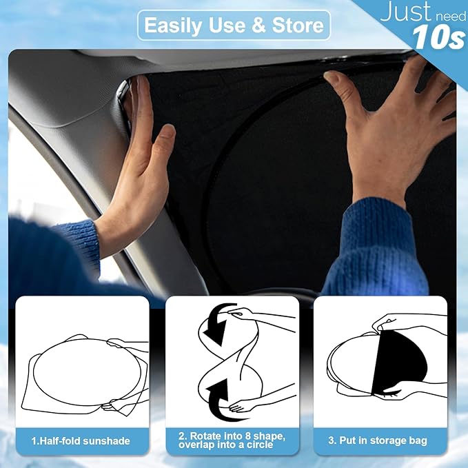 Custom Fit Benz Sprinter Windshield Sunshade for 2007-2025 2026 Mercedes Benz Sprinter Freightliner Cargo Crew Passenger Motorhome Accessories Window Shades Cover for Windshield Sun Visor Blocks UV