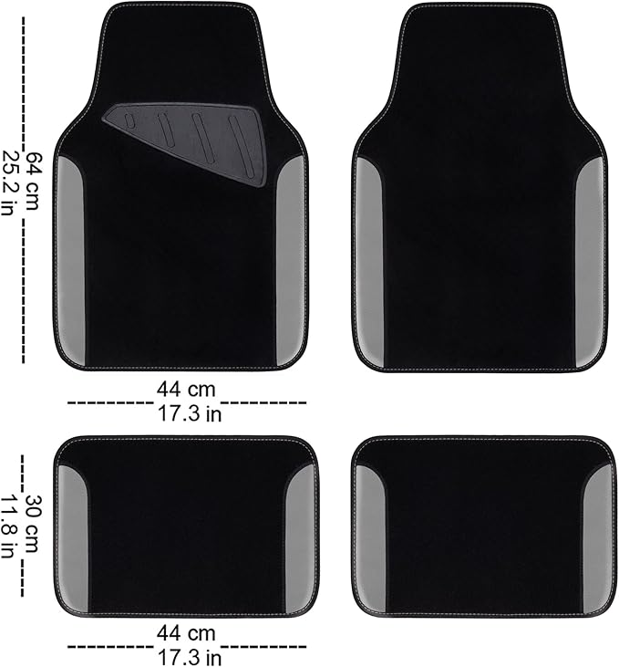 CAR PASS 3D Air Mesh Car Seat Covers Full Sets w/5mm Sponge, 4Pcs Waterproof Car Floor Mats, Steering Wheel Cover Universal Fit for SUV Sedan Truck, Airbag Compatible Automotive Interior(Black Gray)