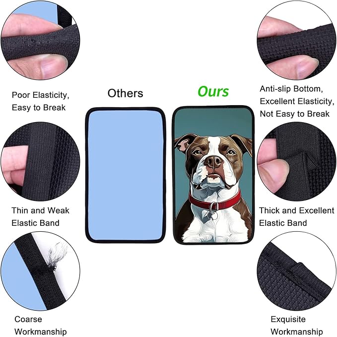 JANENFNA Car Armrest Cover Pads Universal Fashion Cute Auto Center Console Armrest Cover Pad with 2PCS Car Coasters Soft Waterproof Car Armrest Seat Protector for Women,Cute Bulldog