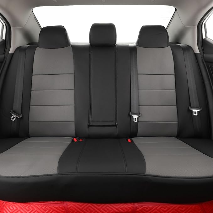 coverdream Rogue Leather Seat Covers Full Set for 2014-2019 2020 Nissan Rogue(Not for Select) S,SV,SL,Fully Covered,Luxury Waterproof Car Seat Protector,Fit Like A Glove (Black/Gray)
