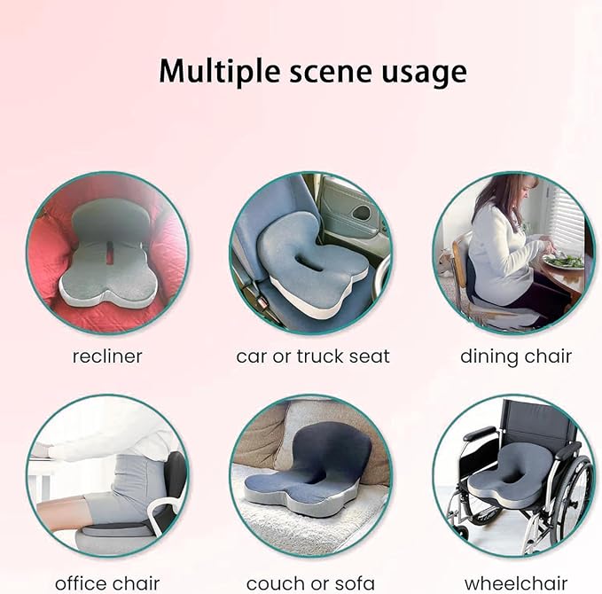 Soothe and Seat Cushion, Back and Seat Cushion for Back Pressure Relief, Ergonomic Non Slip Memory Foam Seat Skin Sciatica Pad Cushions for Car,Truck, Desk,Gaming Chair (Green)