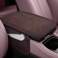 SINGARO Car Leather Center Console Cover with 2 Storage Bags, Universal Furry Fluffy Car Armrest Seat Box Pad, Comfortable Car Interior Accessories, Fits for Most Vehicles (Brown)