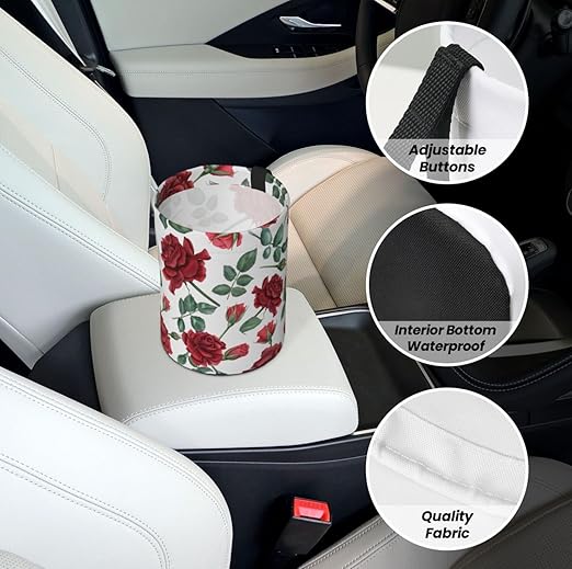Aueimtia Car Trash Can – Collapsible & Waterproof Hanging Trash Bag, Pop-Up Garbage Bin for Cars, Trucks, Minivans, and Camping – Easy to Install & Clean（Romantic Rose