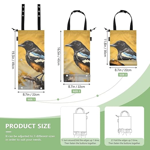 ALAZA Hanging Car Trash Bags Garbage Bag Trash Can for Back Seat Small Bird Washable Storage Bag Retractable 2 Pack