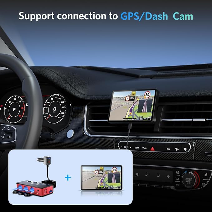 BESTEK 9in1 Cigarette Lighter Splitter with180W 3-Socket PD36W/65W Car Adapter and QC3.0 18W Charging Ports,Independent Output Power, LED Display Super Fast Charger for Truck/SUV/Camping/iPhone 17