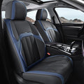 Coverado Car Seat Cover, Cover for Cars Front Seat, Premium Leather, Universal Fit Waterproof Seat Protectors, Car Seat Cushion Non-Slip for Most Cars-BlackBlue