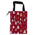 KXWQTRDD Car Garbage Bag White and Gold Xmas Trees Hanging Canvas Car Trash Bag Drawstring Car Back Seat Organizer for Car Back Front Seat Console with Adjustable Buckle