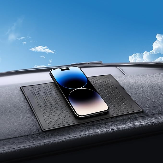 Bysameyee Anti Slip Sticky Pad for Car Dashboard, Non-Slip Dash Adhesive Gel Mat 7.9x5.1 Inch for Phones Radar Detector Sunglasses Keys GPS Coins Electronic Devices (2 Pack)