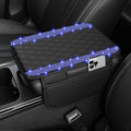 NBTEPEM Bling Car Center Console Cover, Leather Car Arm Rest Cover Cushion with 2 Storage Bags, Universal Automotive Armrest Protector Storage Box, Bling Accessories Interior for Most Vehicles (Blue)