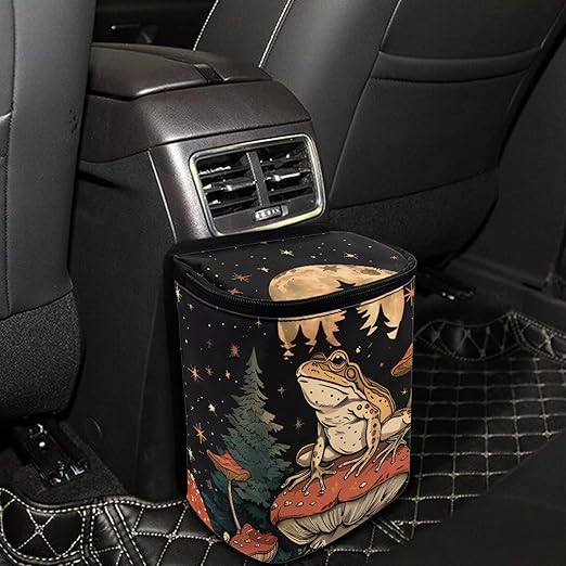 Cute Frog Car Trash Can Lightweight Multipurpose Trash Bin for Car Leak Proof Automotive Garbage Cans Fashion Interior Accessories Universal Fit for Cars Truck Van SUV