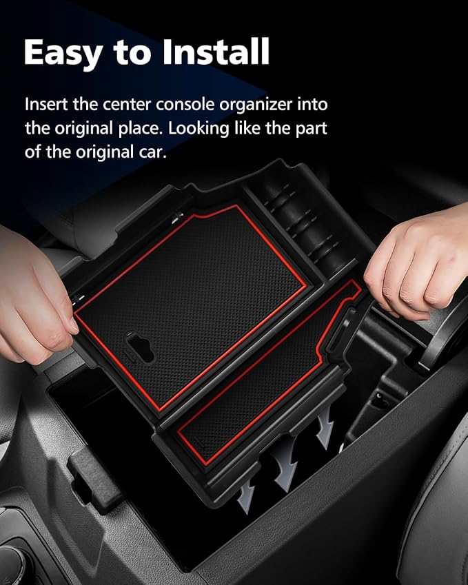 FIILINES Center Console Organizer for Chevrolet Traverse 2018-2023, Center Console Tray Secondary Armrest Storage Box ABS Insert Container with Anti-Slip Mats