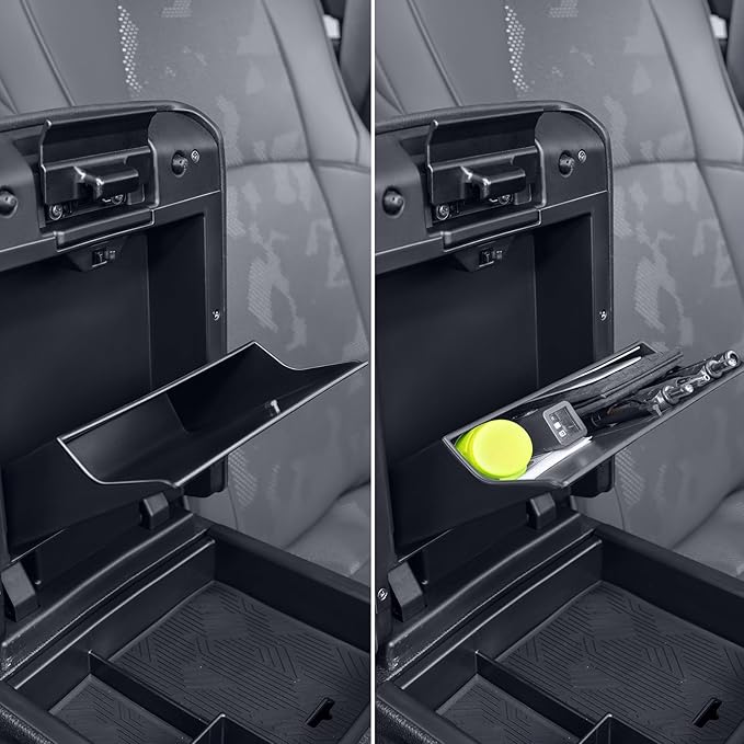 FUJIYOUPIN Center Console Divider Organizer for 2024 2025 Toyota Tacoma 4th Gen Accessories Interior Secondary Storage Insert Armrest Hidden Secret Middle Console Storage Box Tray Coin Holder