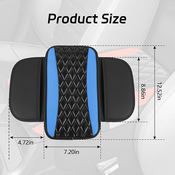 Car Center Console Cover for Acura MDX 2022 2023 2024, Memory Foam Arm Rest Cover Pad Comfortable Waterproof Armrest Cushion with 2 Storage Bags Universal Accessories,D/Blue