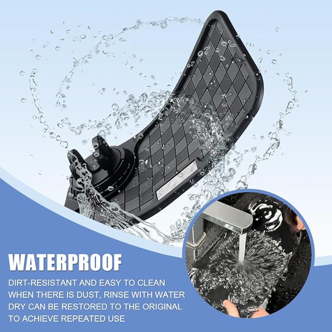 NHHEO Car Anti Slip Mat Dashboard Tray Decorations Sticky Pad Multi Functional Ultra Thick with 360° Rotating Universal Phone Pad Holder+Number Plate, Washable Checkerboard Design(Black&Gray)