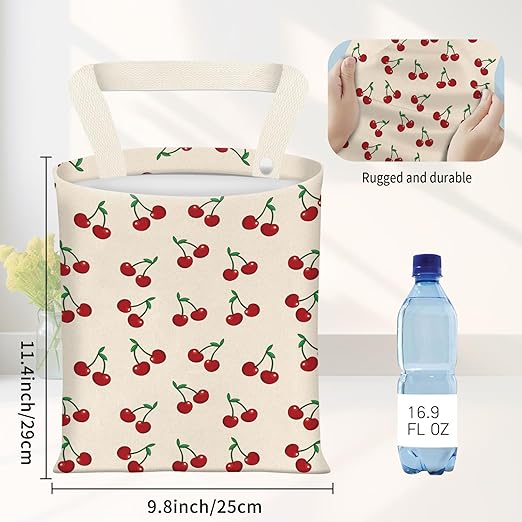 ADQWIOVL Car Garbage Can, Seat Back Hanging Cute Car Trash Can Bag, Car Organizer and Storage Bag for Travelling, Outdoor Cute Red Cherry