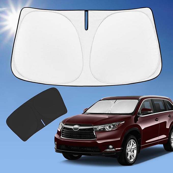 ZOIBV Compatible with Toyota Highlander 2014-2019 Sun Shade Sunshade Windshield Cover, 4-Layer Front Window Shade Custom Fit Visor 240T Foldable Shade Blocks UV Rays Cooler Car Accessories