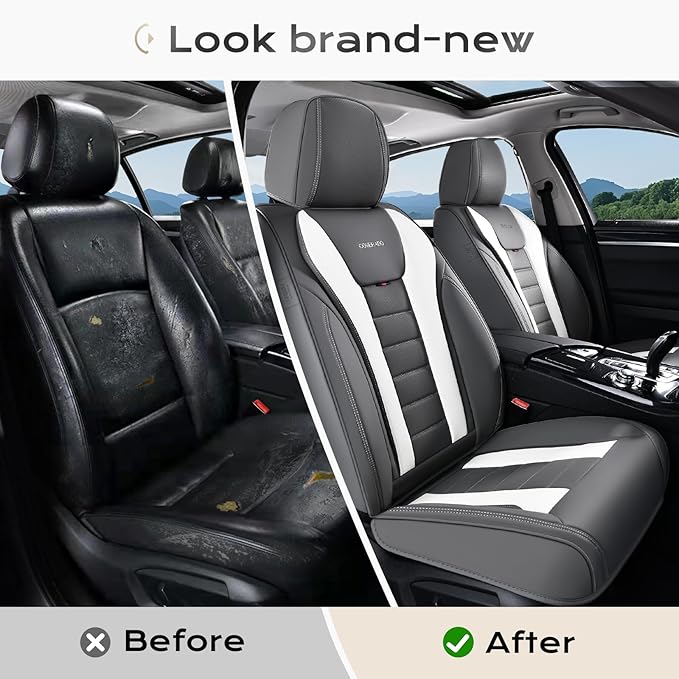 Coverado Car Seat Covers, Front Covers for Cars, Car Seat Cover Front Seats, Automotive Seat Cover, Waterproof, Leather Car Seat Cushion, Universal Interior Covers Seat Protectors for Most Cars