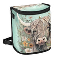 MNSRUU Car Trash Can with Lid, Highland Cow Flowers Car Trash Bag Hanging Organizers and Storage for Front Back Seat, Leak-Proof Trash Bin