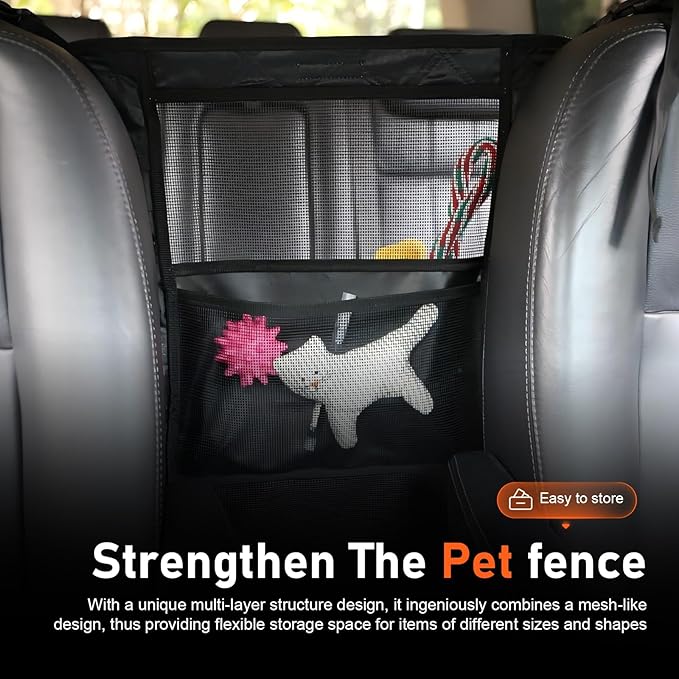 Car Mesh Organizer, Purse Holder for Car, Multifunctional Backseat Barrier Net, Universal Barrier of Backseat Pet Kids (Black)