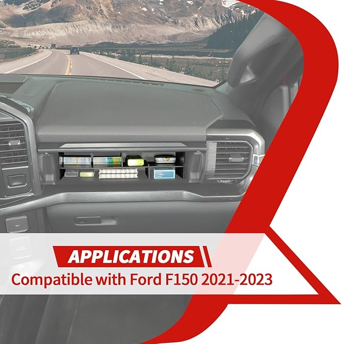 Glove Box Organizers Co-pilot Storage Compartment Divider Interior Accessories Compatible with Ford F150 2021+