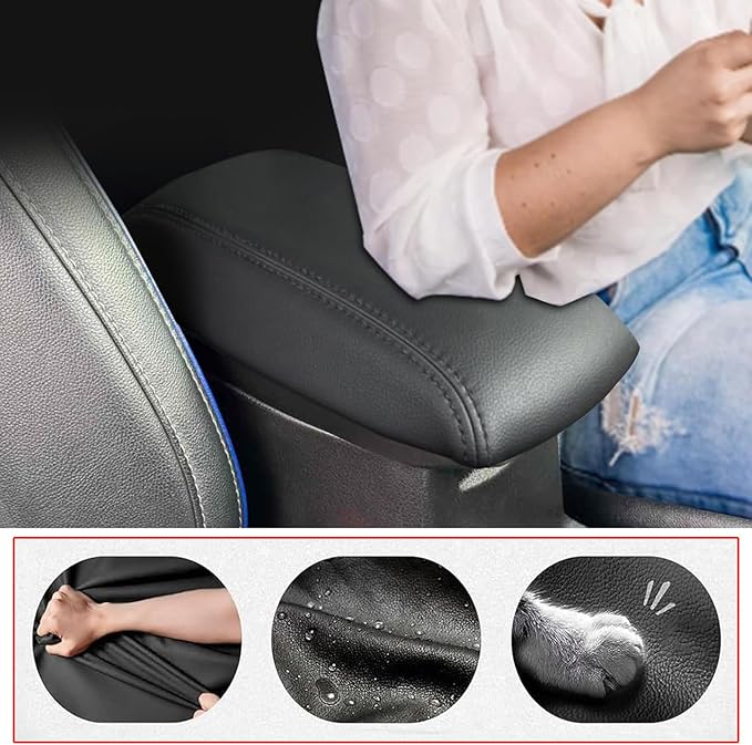 Center Console Armrest Cover for Mazda CX30 2020 2021 2022 2023 2024 2025 2026, Center Console Cover, Car Arm Rest Covering Anti-Scratch Arm Rest Cushion Pad,Black+Red line