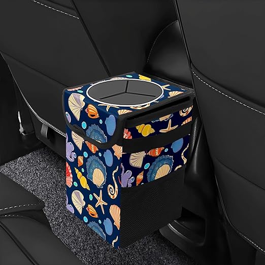 GVGHIDZ Car Trash Can – Multi-Purpose, Lightweight and Portable with Durable Water-Resistant Coating, No Installation Required, Practical and Ample Capacity, Variety of Colors.Conch Shell
