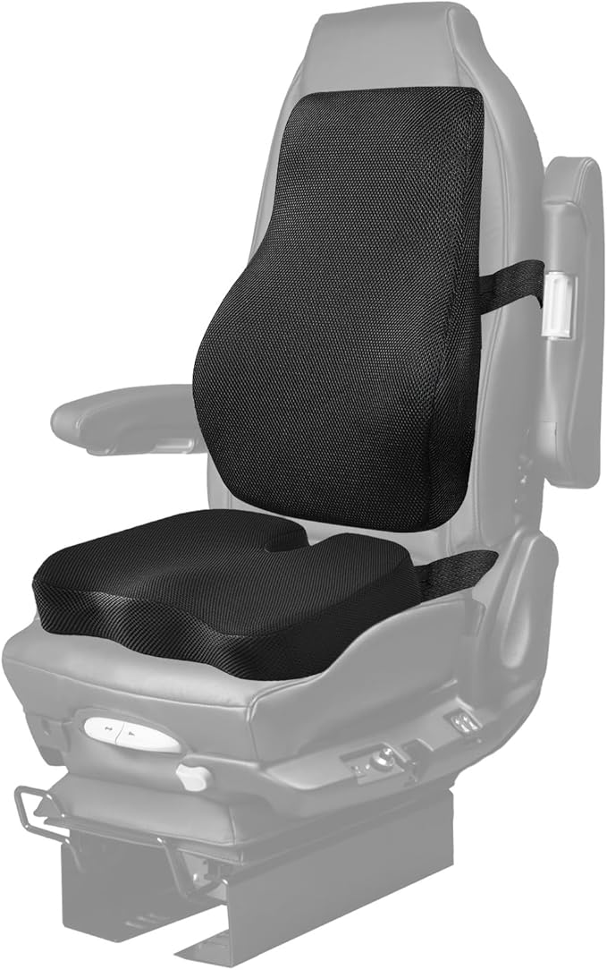 Car Seat Cushion & Back for Most Semi Truck Models, Compatible with Freightliner Volvo Kenworth Peterbilt, Driver Seat Cover for Semi Truck
