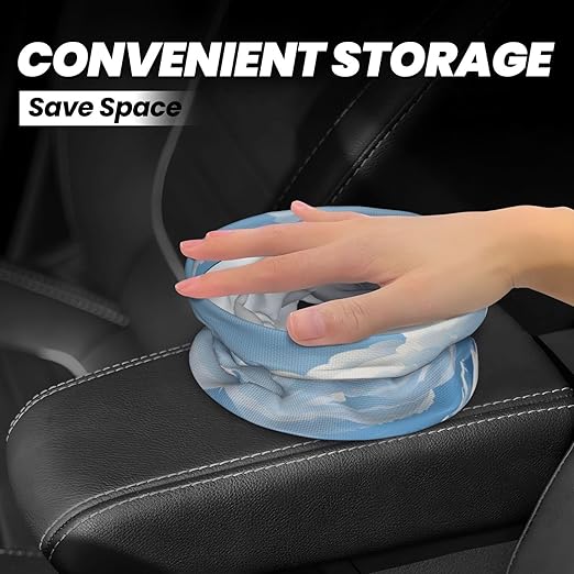 Car Trash Can Hanging, White Snow Mountain Cloud Scenery Waterproof Auto Garbage Bin Universal Vehicle Waste Container, 3.5L Capacity