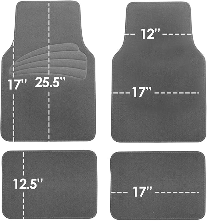 FH Group Car Floor Mats - Carpet Floor Mats for Cars, Universal Fit Automotive Floor Mats, All Purpose Car Floor Mats, Carpet Protector Mat for Most Sedan, SUV, Truck Floor Mats Gray
