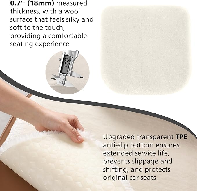 Fluffy Car Seat Cushion, Soft Comfort Faux Fur Seat Pad, Universal Driver Seat Cover, for Car Seats, Office Chairs, Home (1Pieces, White)