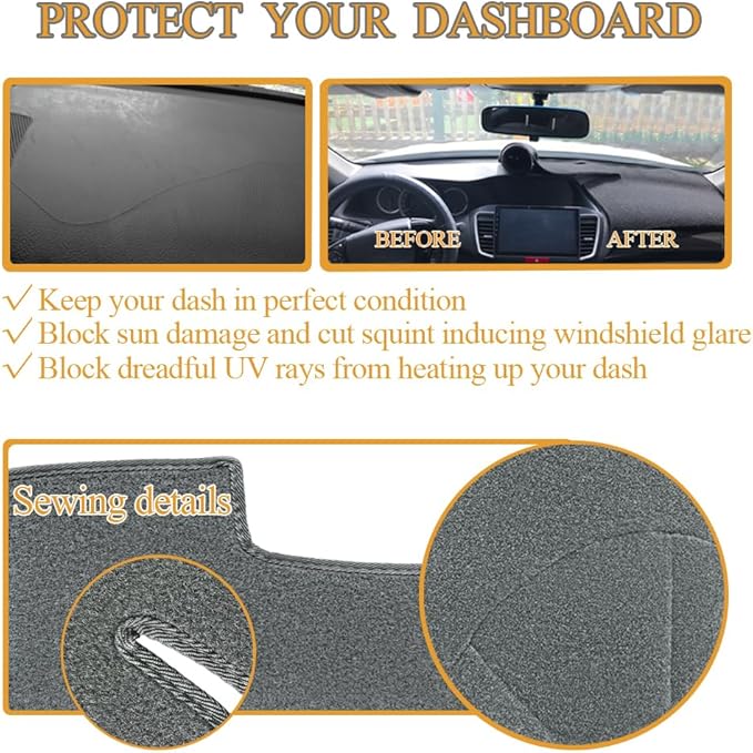 Yiz Dashboard Cover Dash Mat Pad Custom Fit for 2006-2008 Dodge Ram 1500 2500 3500,2009 Ram 2500 3500 4500 5500,2010 Ram 4500 5500 Without Cutout for Dash Speakers (06-08 Dark Gray) J16