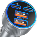Car Charger USB C, 90W Super Fast Charging Cigarette Lighter Adapter Multi Port Dual 45W 12V USB-A & USB-C PD/QC 3.0 Fast Car Phone Charger Plug for iPhone 17 16 15 14 Pad Pro Max Galaxy Android(Gray)