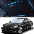 Magnelex Tesla Windshield Sun Shade for Model S 2012-2026 - Reflective Polyester Blocks Heat & Sun, Foldable Car Window Sun Blocker, Mirror Cut-Out, Fade-Resistant Sunshade, Tesla S Accessories