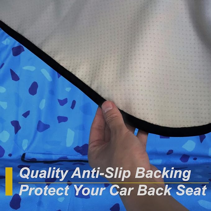 LoyaGour Back Seat Cover for Car Trucks Van SUV,Waterproof Rear Bench Towel Seat Covers for Dogs and Kids,Automotive Backseat Protector (Blue Marbling)