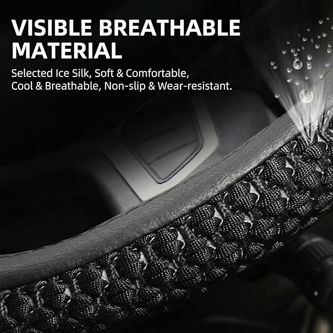 Size 16-20 Inch Ice Silk Ventilation Multi-Style Comfy Grip Steering Wheel Cover for Truck, Bus, Big Rig Trucker,SUV， Anti-Slip Design 16-20 Inch (Gray, 17)