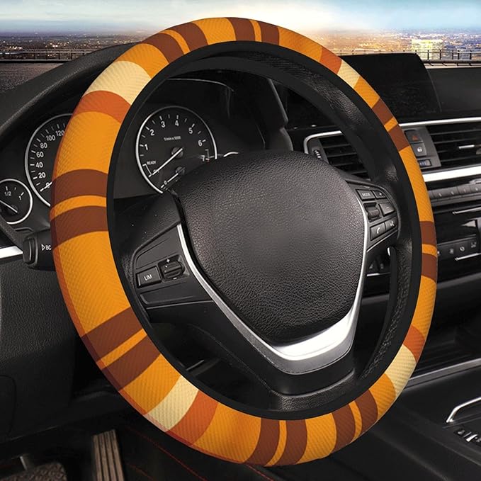 Steering Wheel Cover Polyester Thick Non-Slip Car Steering Wheel Cover Protector Universal 15 Inch, Yellow Buffalo Plaid,Check