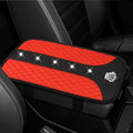 Bling Crown Car Center Console Cover, 12.7"×7.7" Armrest Cover for Cars, Waterproof Leather Arm Rest Box Pad Cushion, Universal Middle Console Cover Protector, Car Accessories (Red)