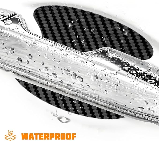 Car Door Handle Cup Protector, 4PCS Carbon Fiber Anti-Scratch Vehicle Door Handle Bowl Sticker, Self-Adhesive Automotive Paint Protective Film, Universal for SUV RV Truck (Black)
