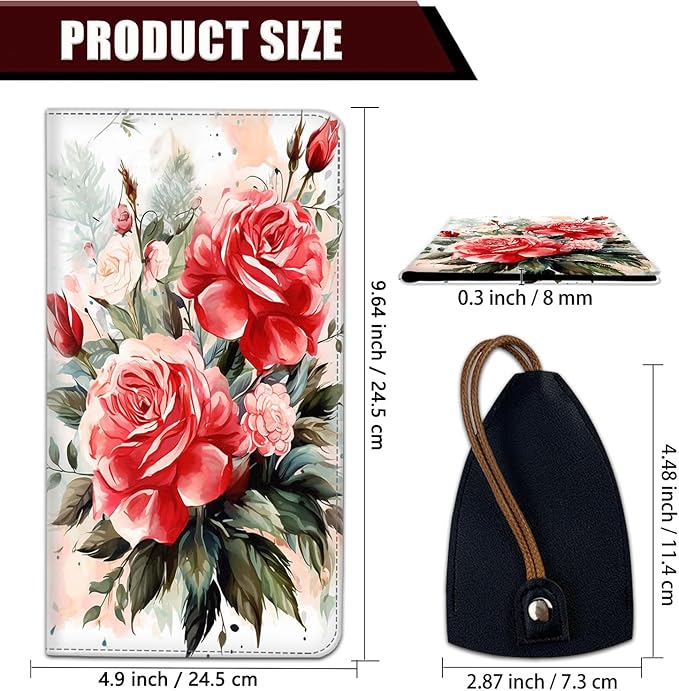 Yuxcfhjfe Car Registration and Insurance Holder, PU Leather Auto Document Holder for Men&Women, Vehicle Glove Box Compartment Organizer with Magnetic Shut for Driver's License, Peony Painting Pattern