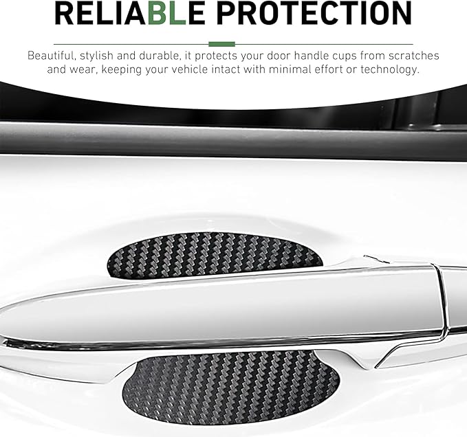 4 PCS Car Door Handle Bowl Sticker, Carbon Fiber Leather Cars Handle Scratch Protectors, Self-Adhesive Door Bowl Decor Decal, Universal for Most Cars (Black)