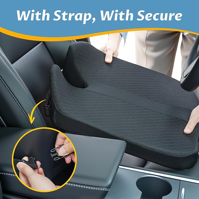 Heightening Car Seat Cushion for Better View- Seat Cushion for Car Reduces Lower Back Pressure& Support Spine- Truck Seat Cushion for Long Trip-Black