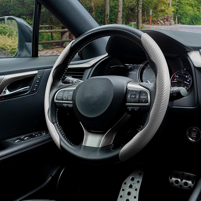 Amiss Carbon Fiber Anti-Skid Steering Wheel Cover, Universal 99% Car Wheel Cover Protector