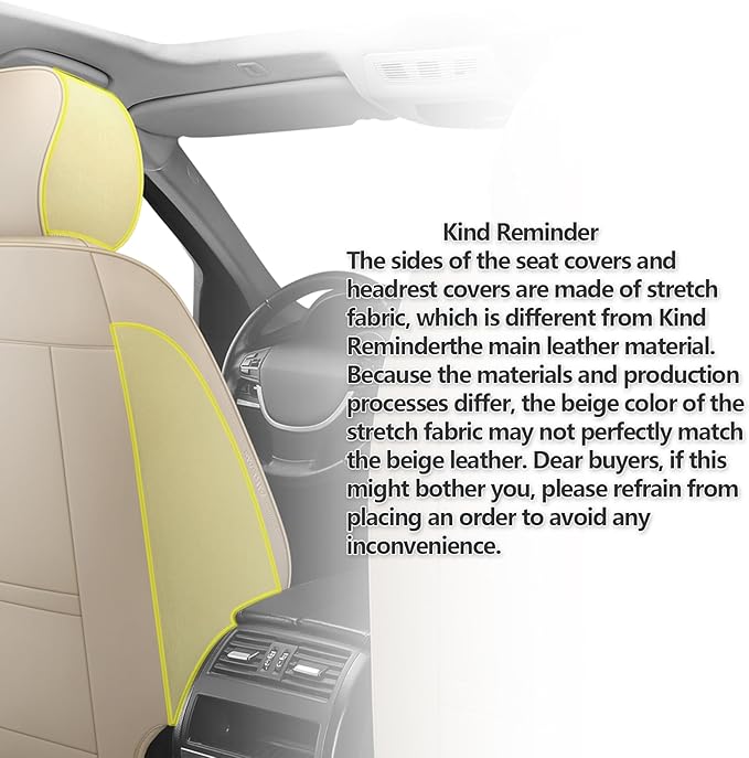 hoozoom Leather Car Seat Covers Full Set Breathable Automotive Seat Covers Waterproof Seat Protectors Universal Fit for Most Automotive Cars SUV Trucks(Beige, Full Set)
